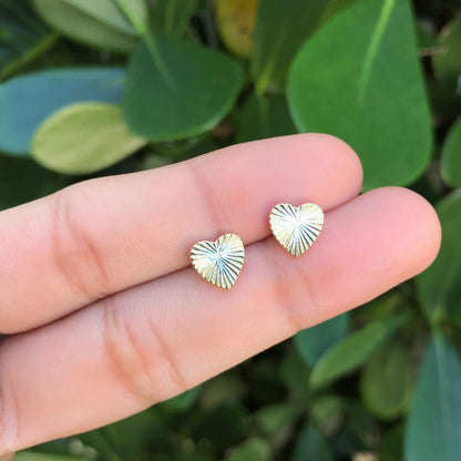 Aretes Corazón Chapa de Oro Az15