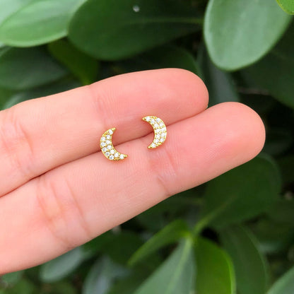 Aretes Luna Chapa de Oro Az194