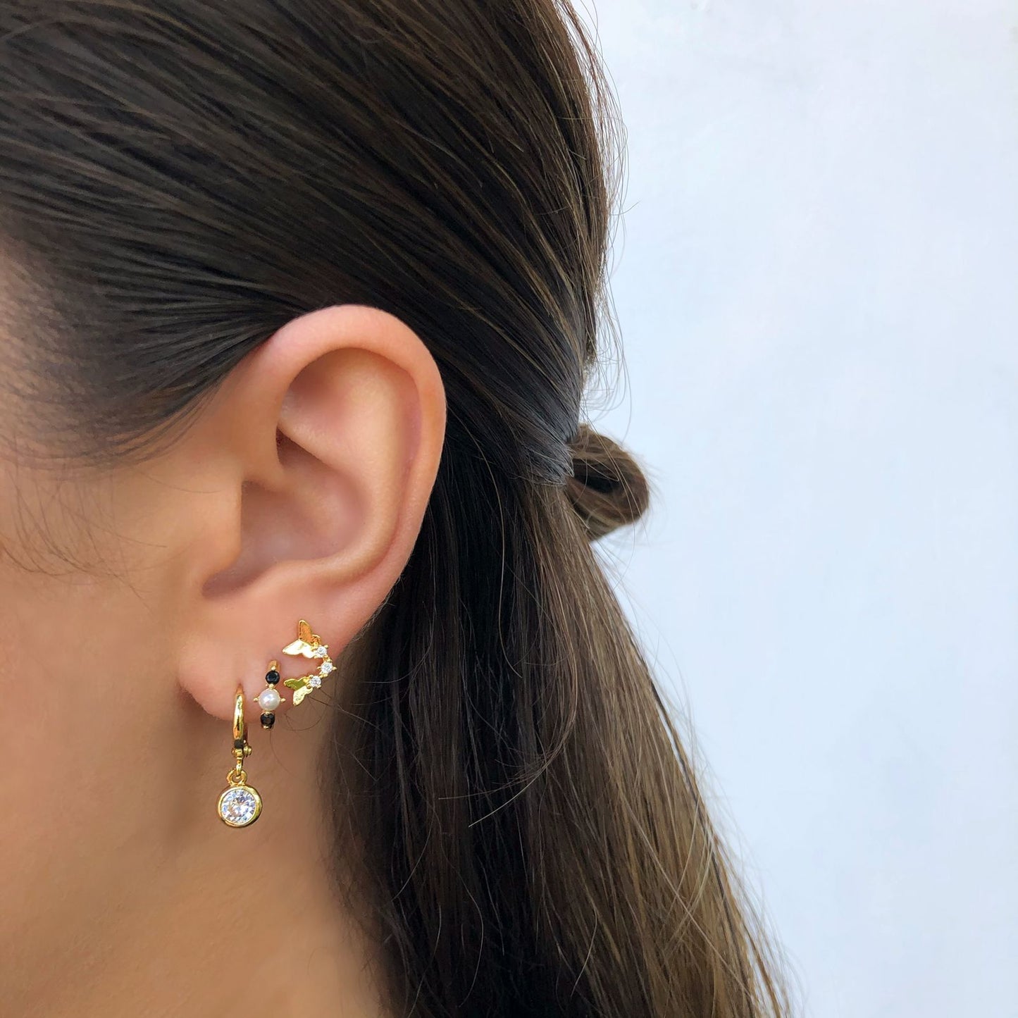 Aretes  Perlita Chapa de Oro C704