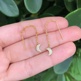 Aretes Cadena Luna Chapa de Oro Az69