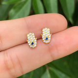 Aretes Mano Fatima Chapa De Oro Az215