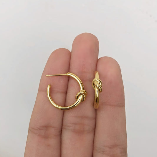 Aretes Arracada Nudo Chapa De Oro AZ113