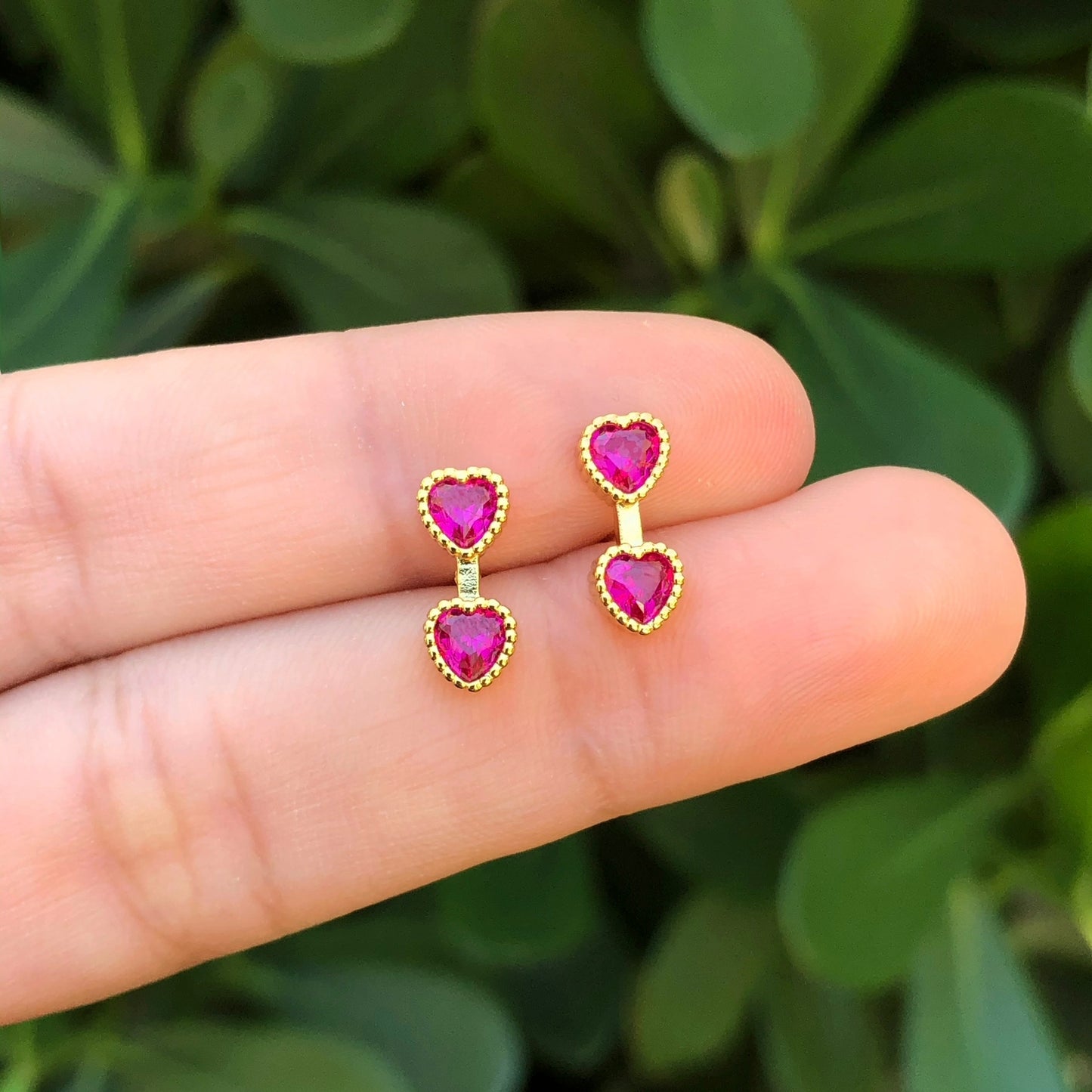Aretes Magenta Chapa de Oro AZ38
