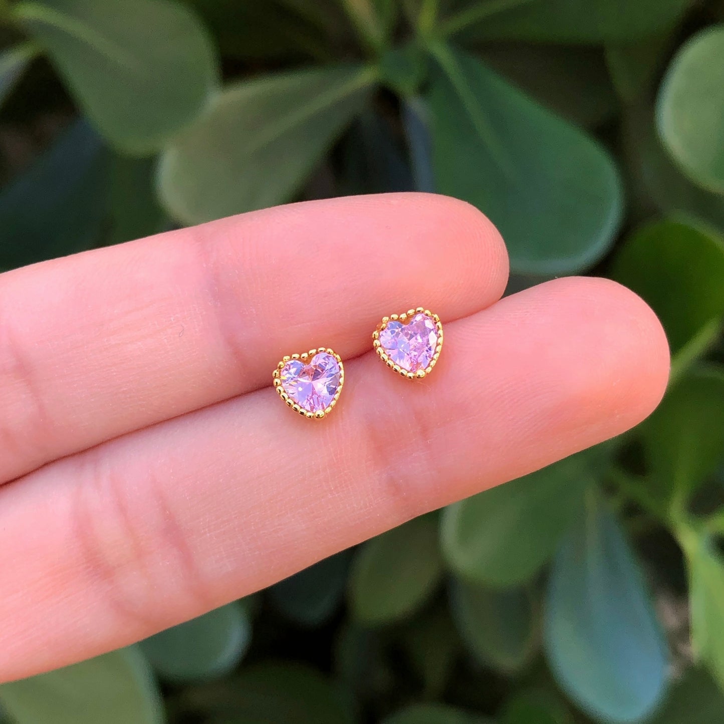 Aretes Zirconias Rosa Chapa de Oro AZ43