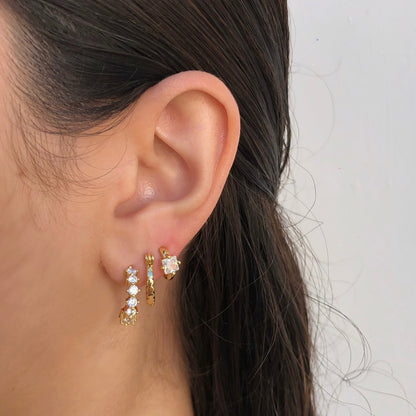 Aretes Zirconias Blancas Chapa de Oro AZ167