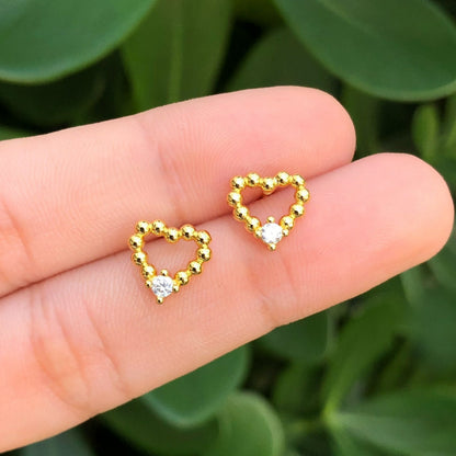 Aretes Corazon Chapa de Oro Az146