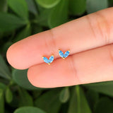 Aretes Corazon Azul Chapa de oro AZ161