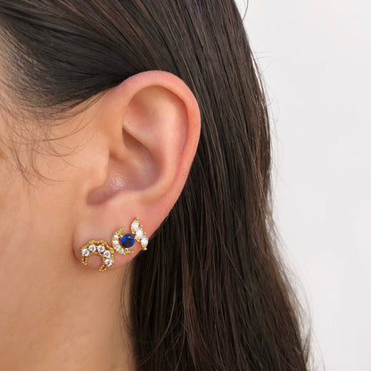 Aretes Luna Azul Chapa de Oro Az319