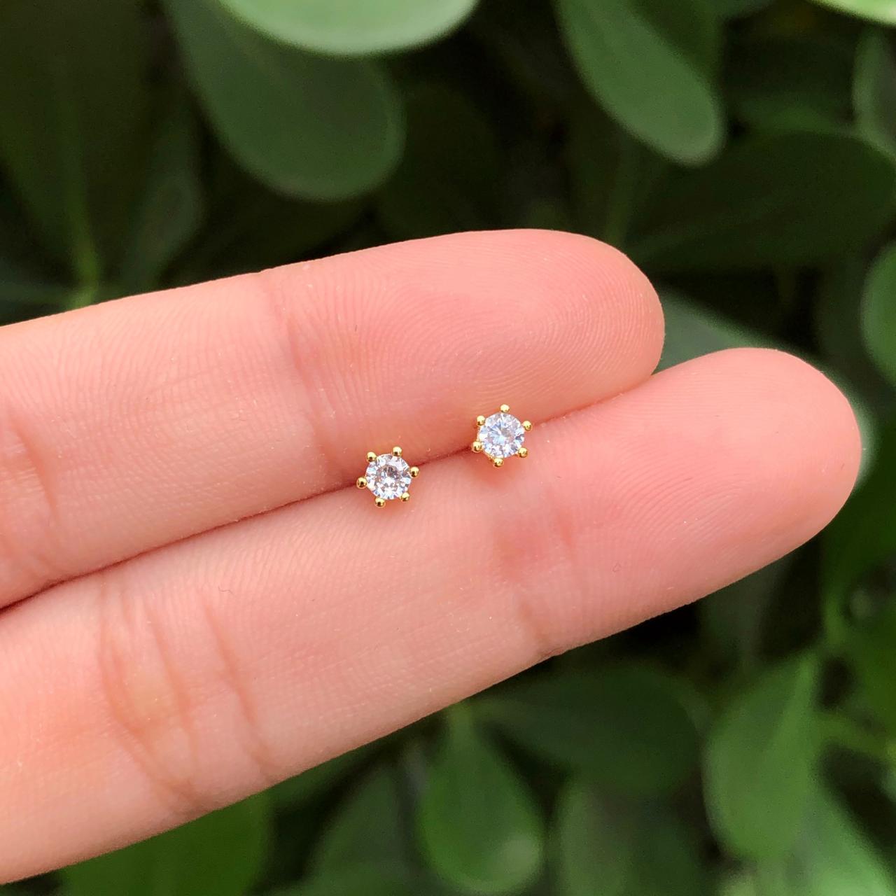 Aretes Zirconia Chapa de oro AZ207