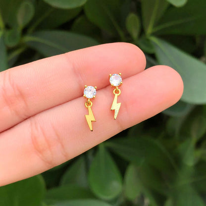 Aretes Rayo Chapa de Oro Az287