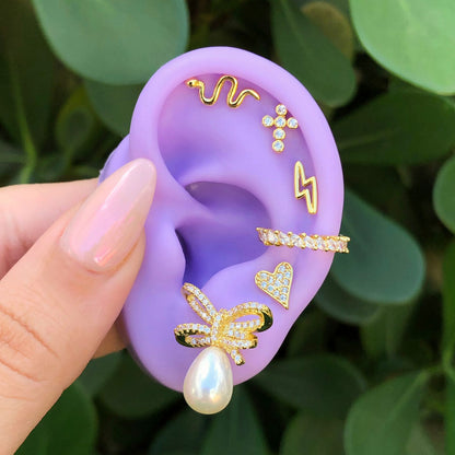 Aretes Serpiente Chapa de Oro