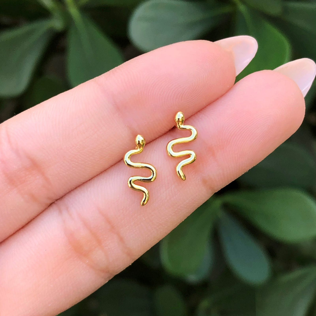 Aretes Serpiente Chapa de Oro