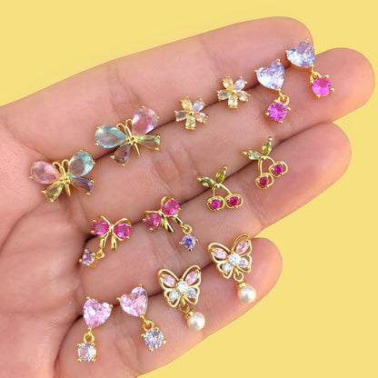Aretes Moño Chapa de Oro AZ127