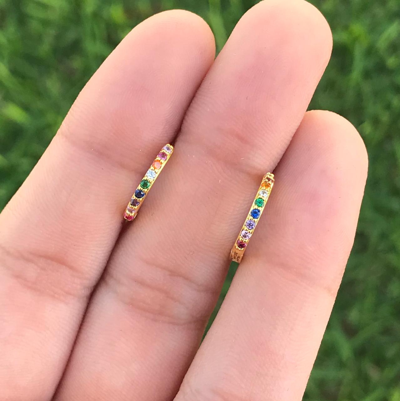 Aretes Arracada RainBow Chapa de Oro  R34