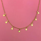 Collar Chapa de Oro 14K Estrellas  AZ218