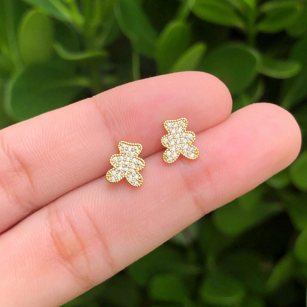 Aretes Oso Chapa de Oro   Az156