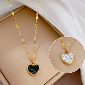 Collar Corazón Doble Vista Acero Inoxidable  2i8